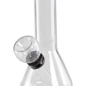 Bong de vidro transparente com base cónica e bocal reto